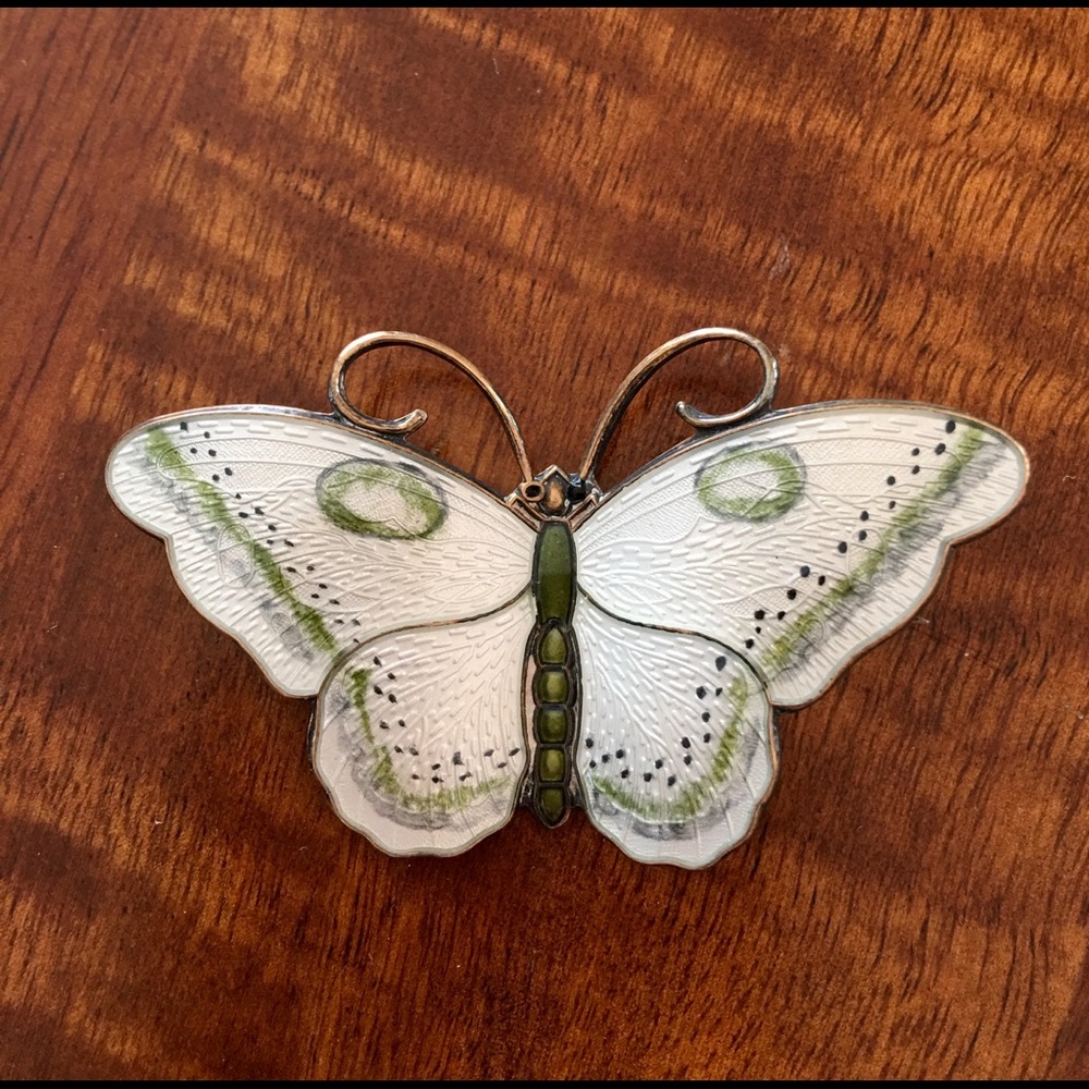 Butterfly pin/ brooch. Enameled Sterling silver.